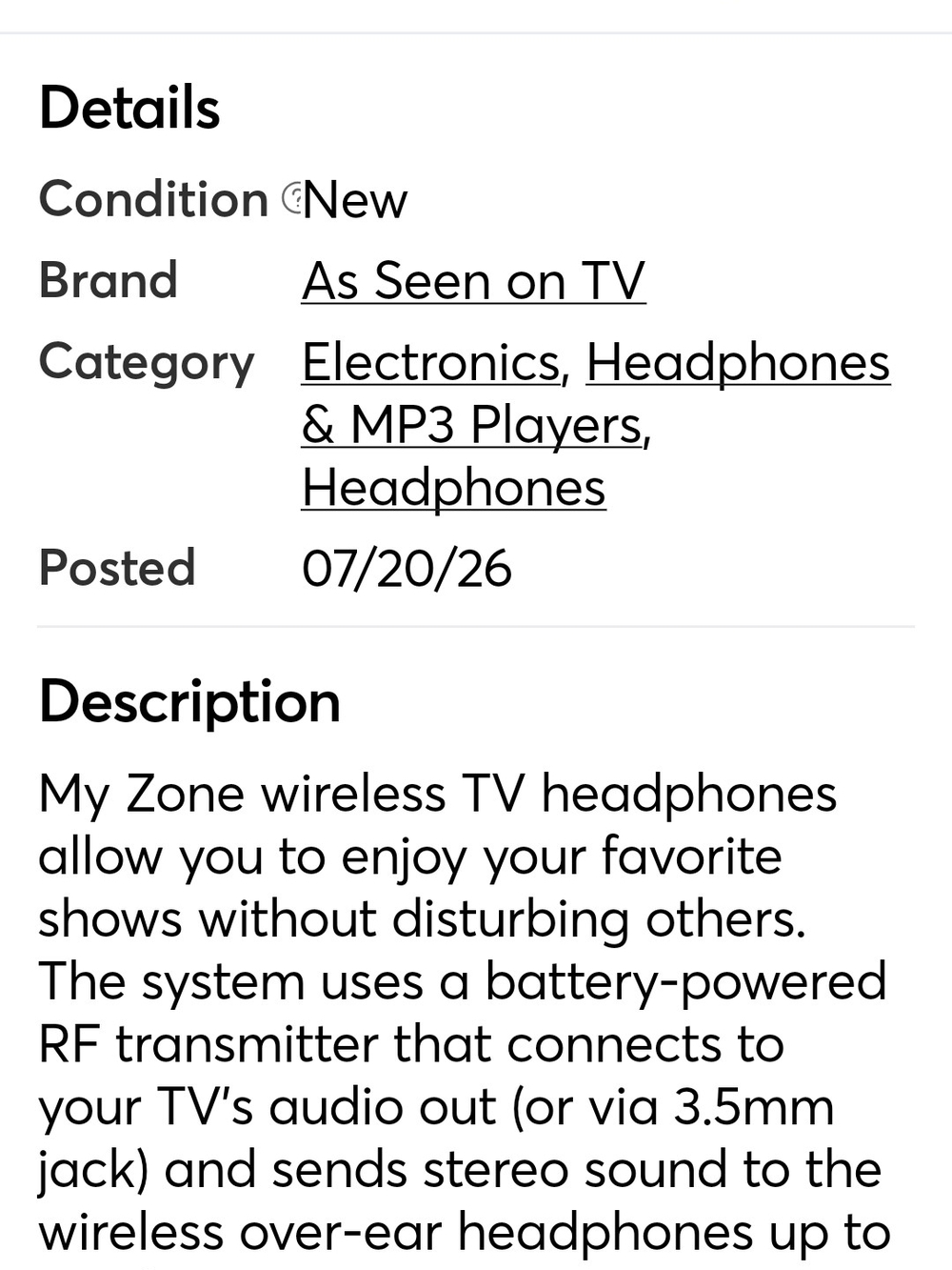 As Seen On TV White Wireless Over-Ear Headphones